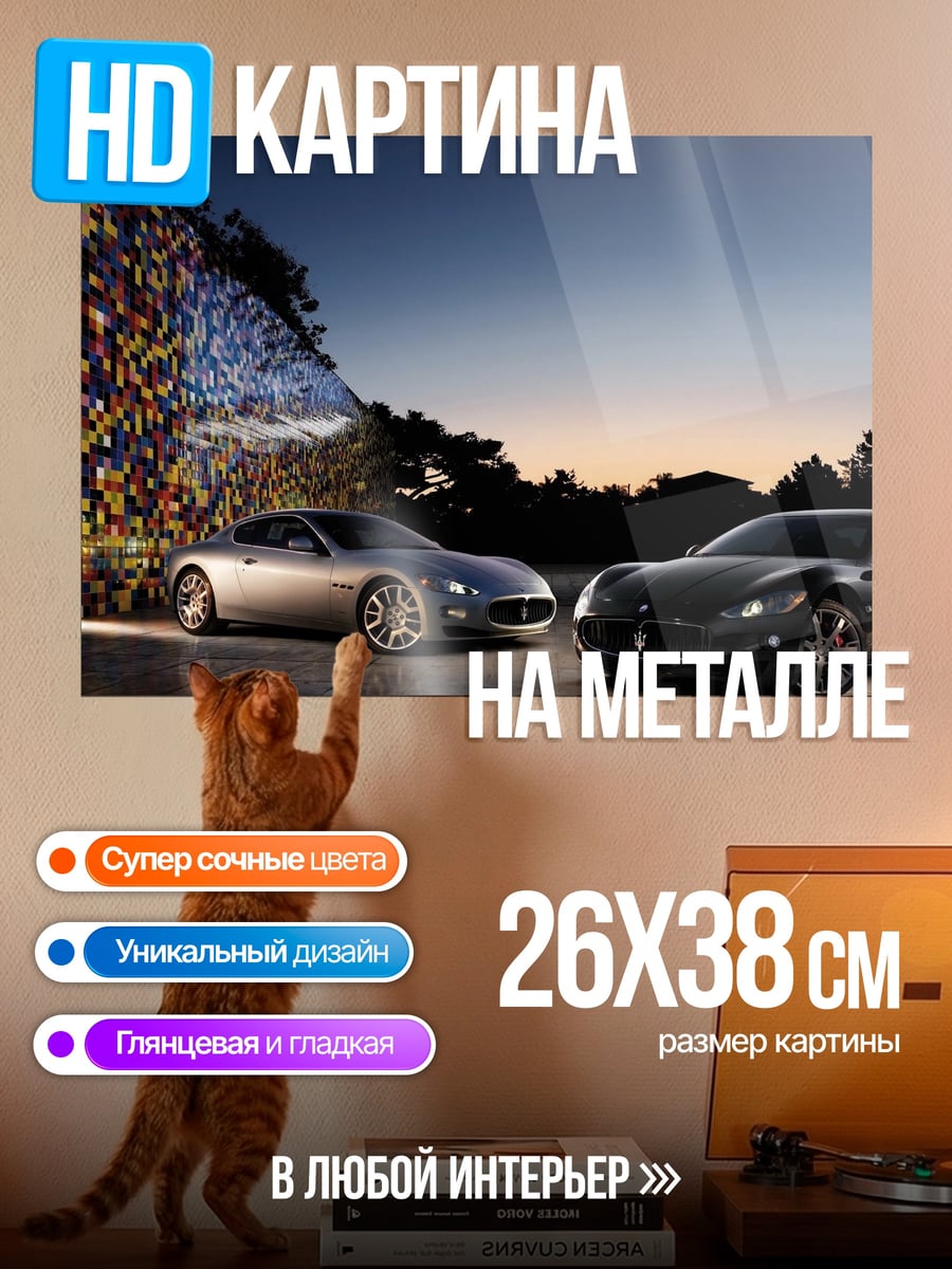 Картина на металле Два автомобиля