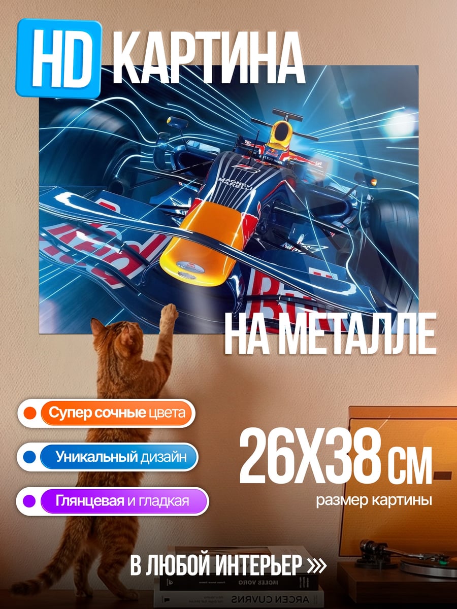 Картина на металле гоночная машина скорость