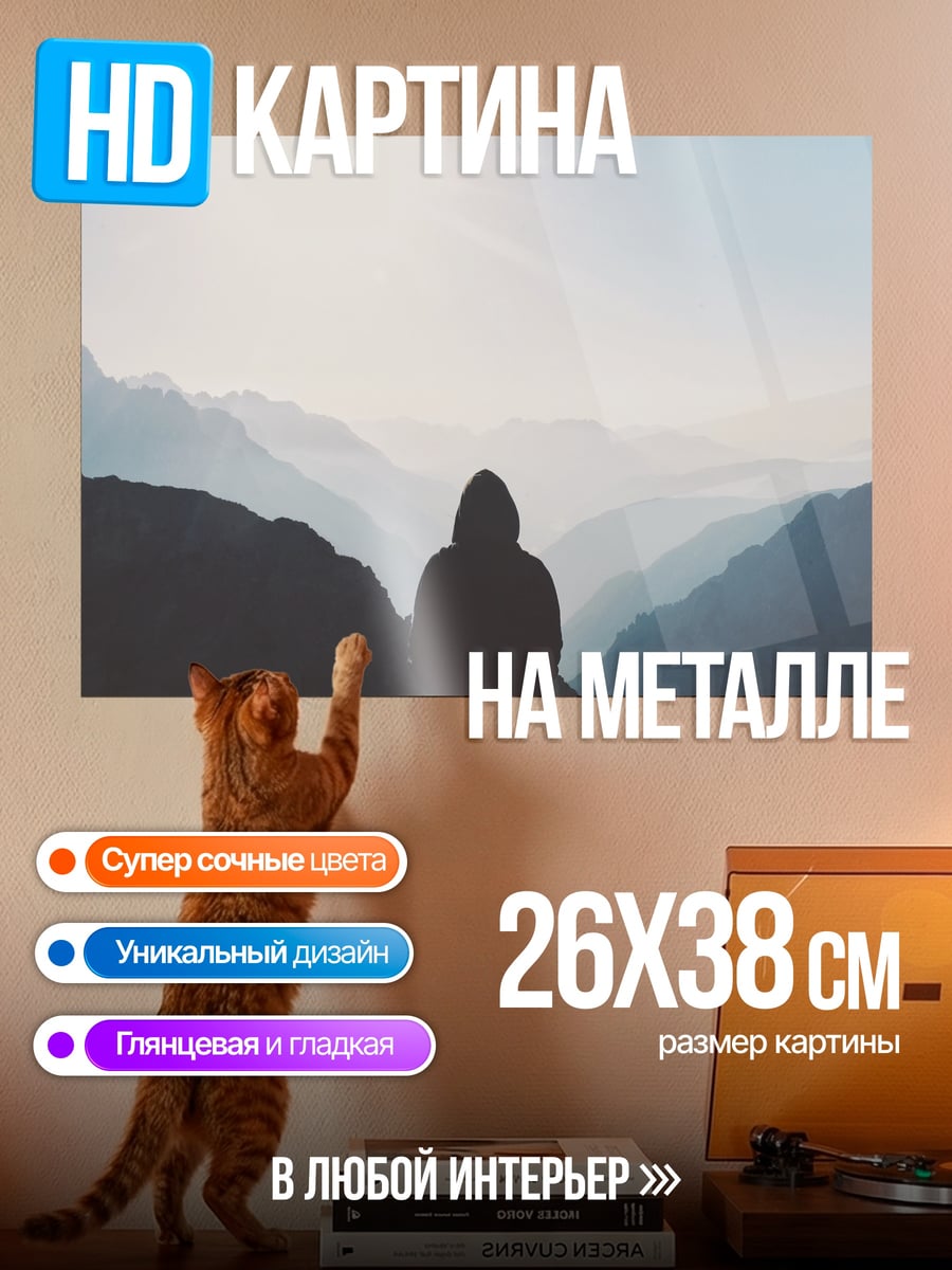 Картина на металле Человек в капюшоне