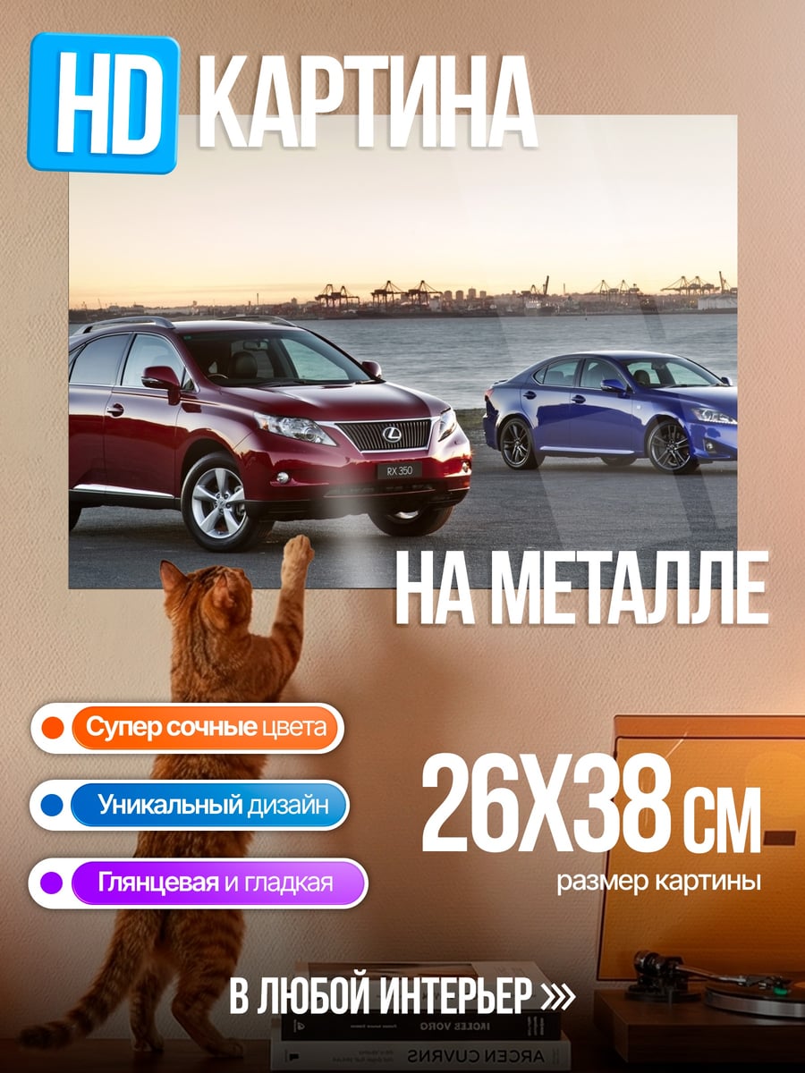 Картина на металле Два автомобиля Lexus