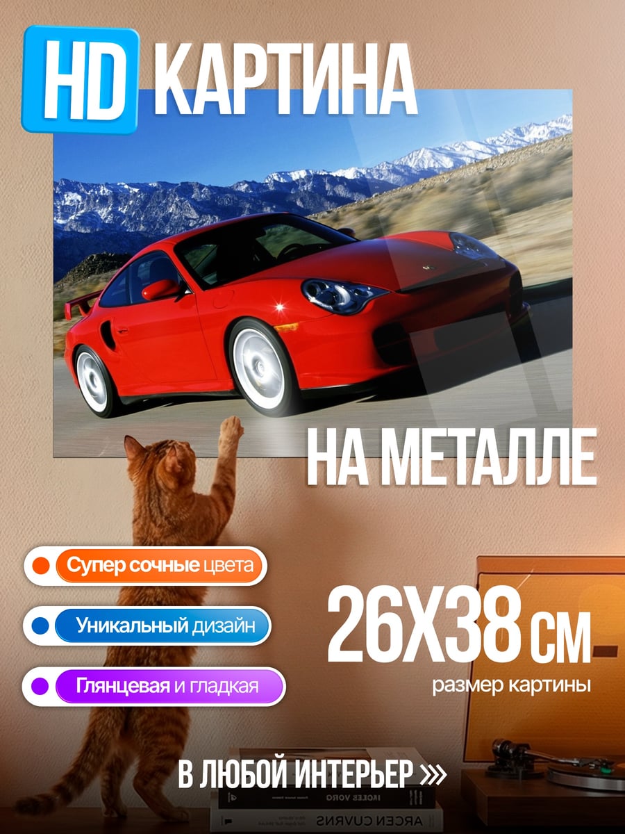Картина на металле Красный Порше