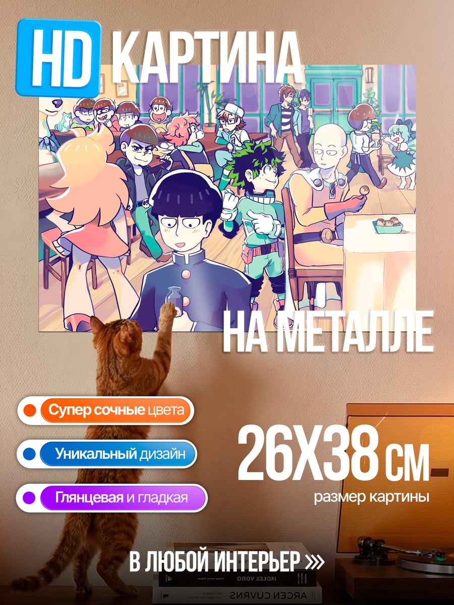 Картина на металле Сбор персонажей аниме