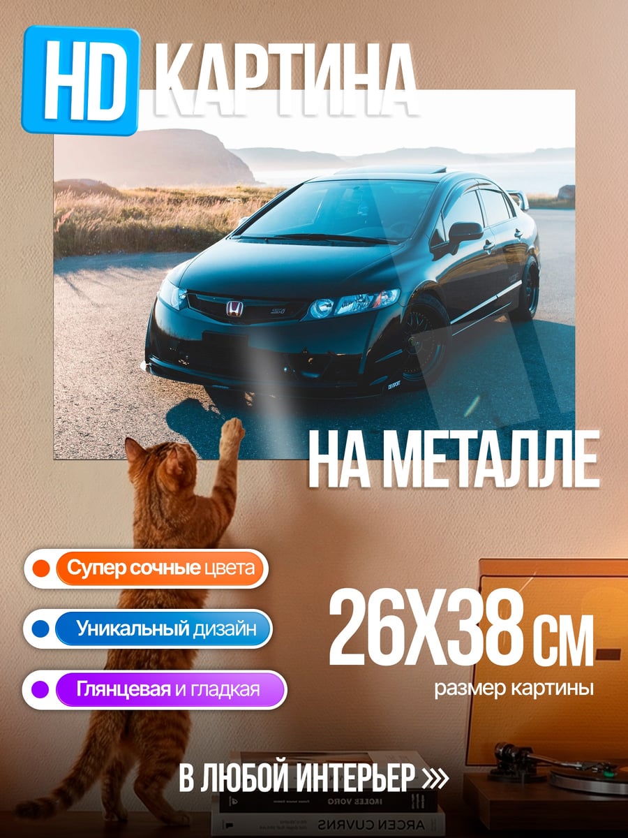 Картина на металле Черное авто