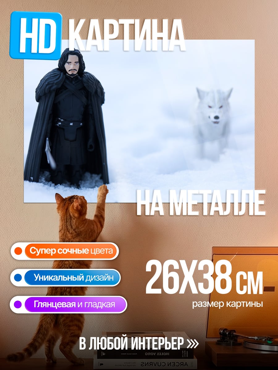 Картина на металле Джон Сноу и лютоволк