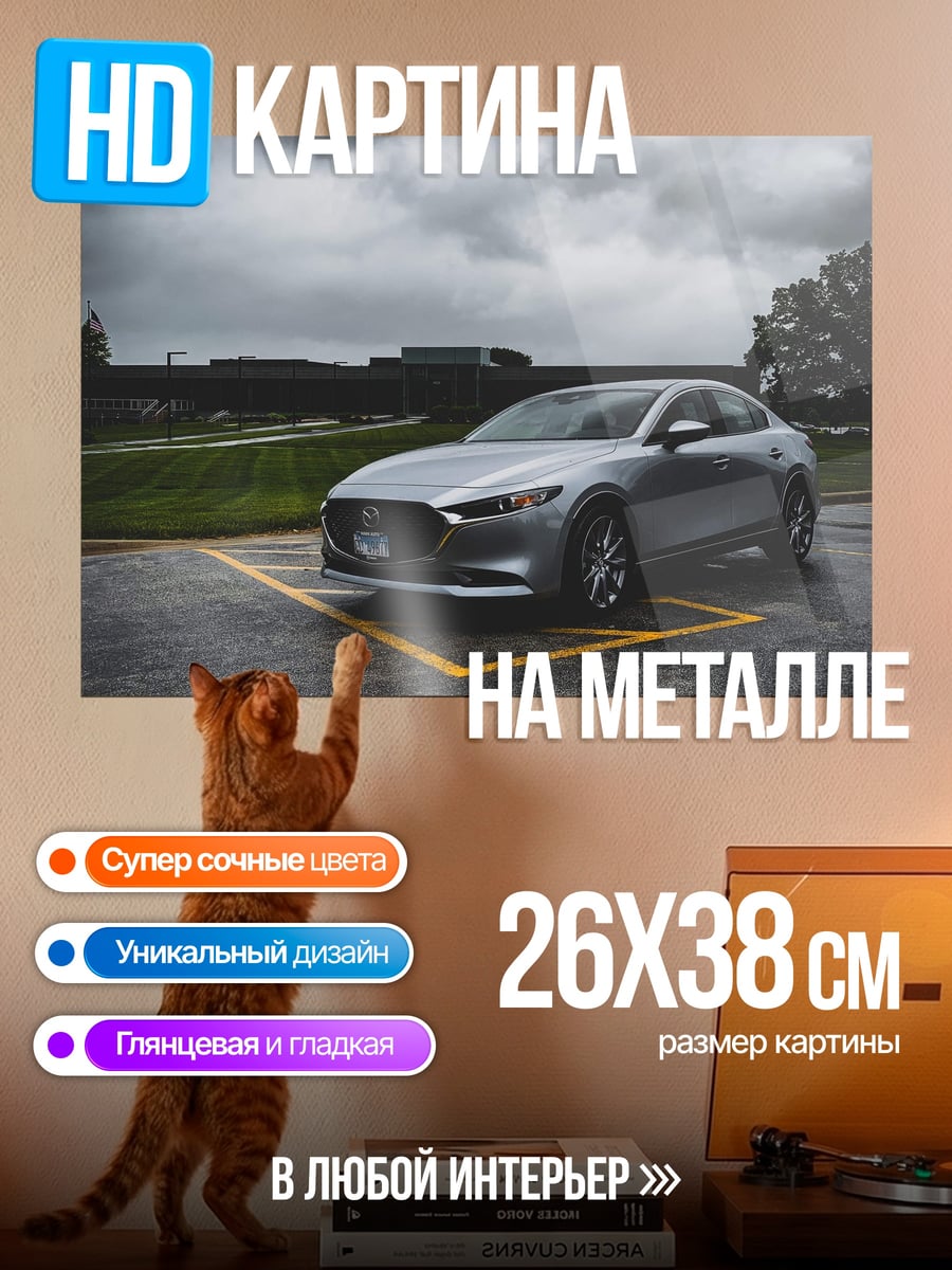 Картина на металле Серебристый седан