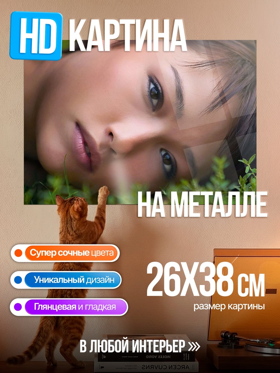 Картина на металле Девушка в траве