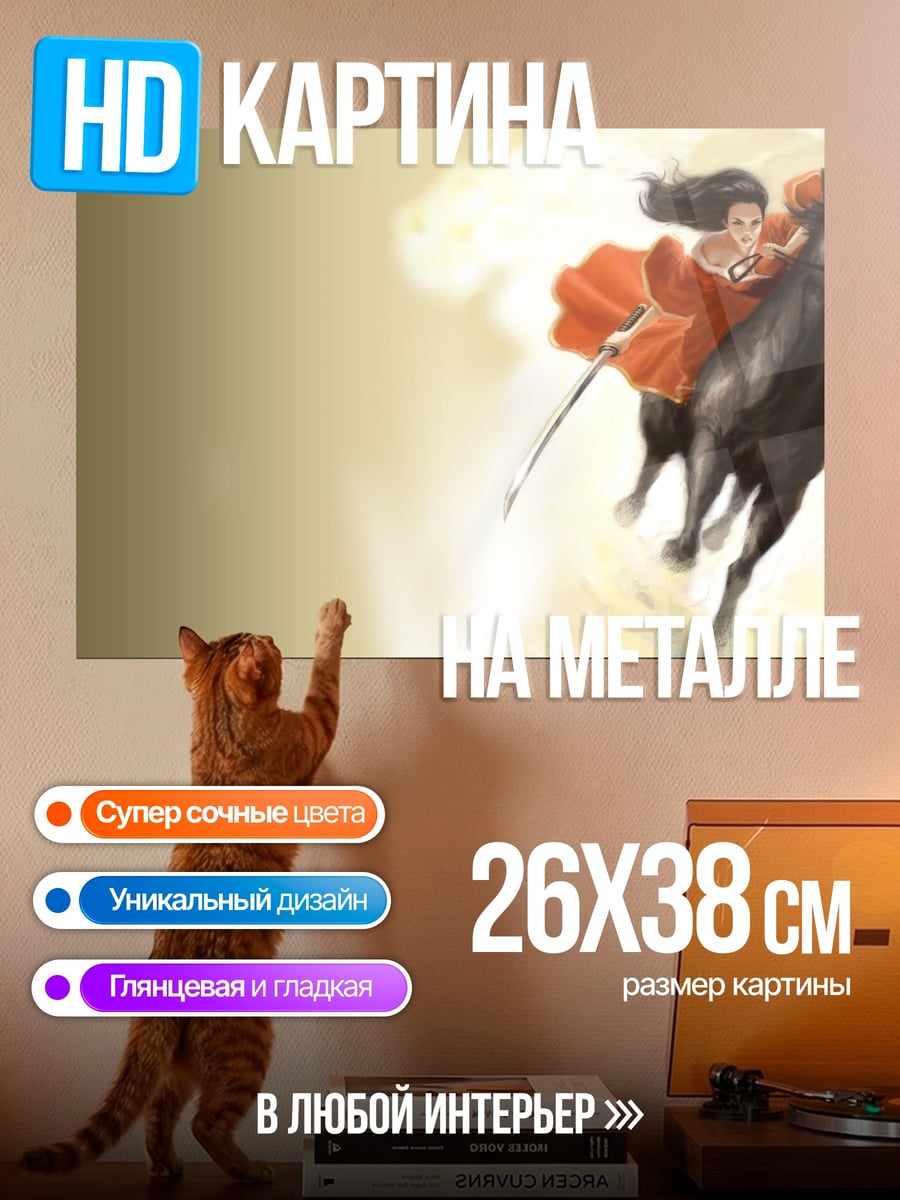 Картина на металле Девушка на коне