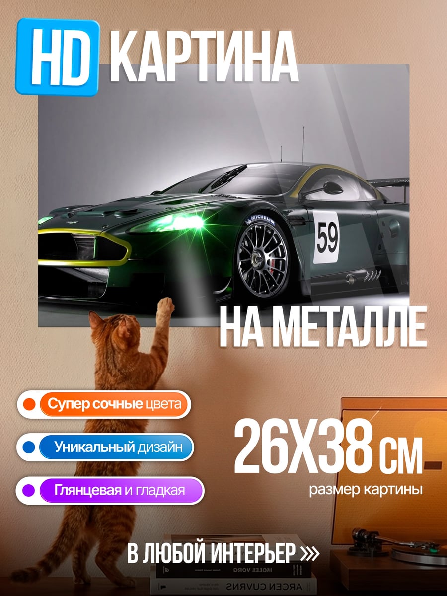 Картина на металле Гоночный автомобиль Aston Martin