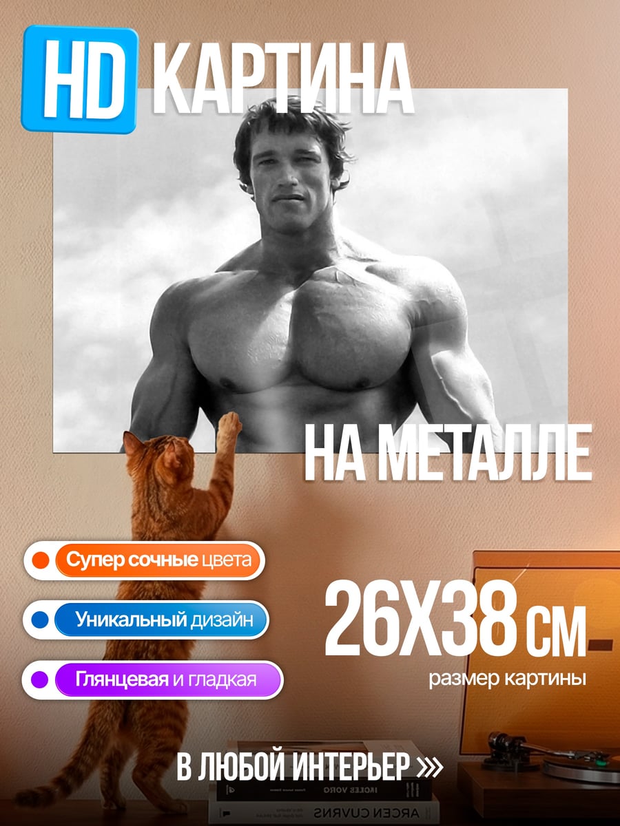 Картина на металле Арнольд Шварценеггер бодибилдер