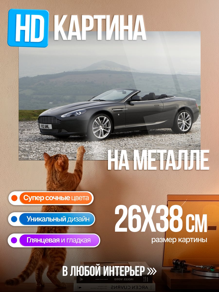 Картина на металле Серый кабриолет Aston Martin