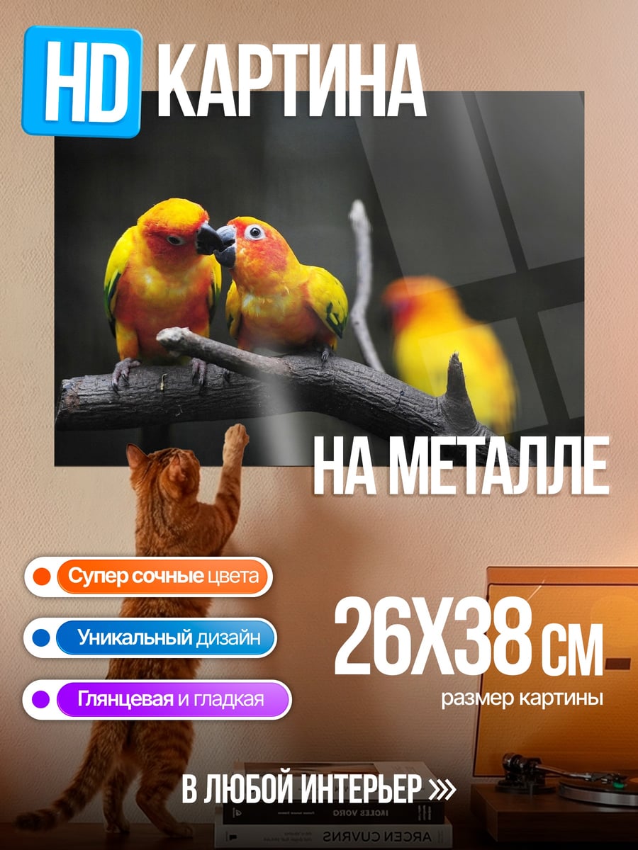 Картина на металле Две птицы