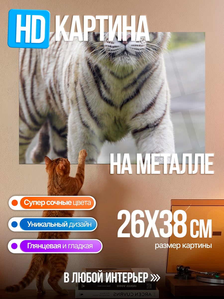 Картина на металле Белый тигр
