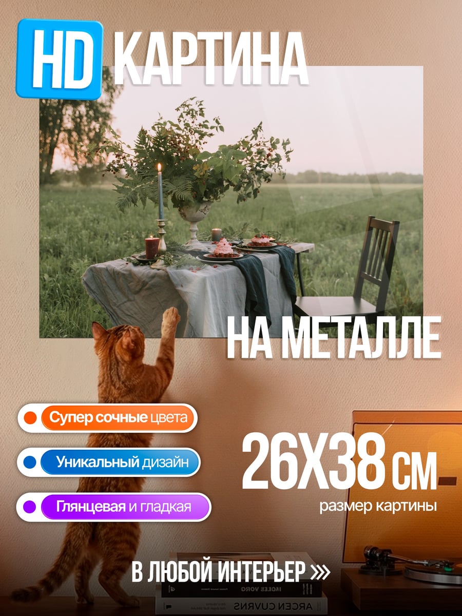 Картина на металле Пикник на закате