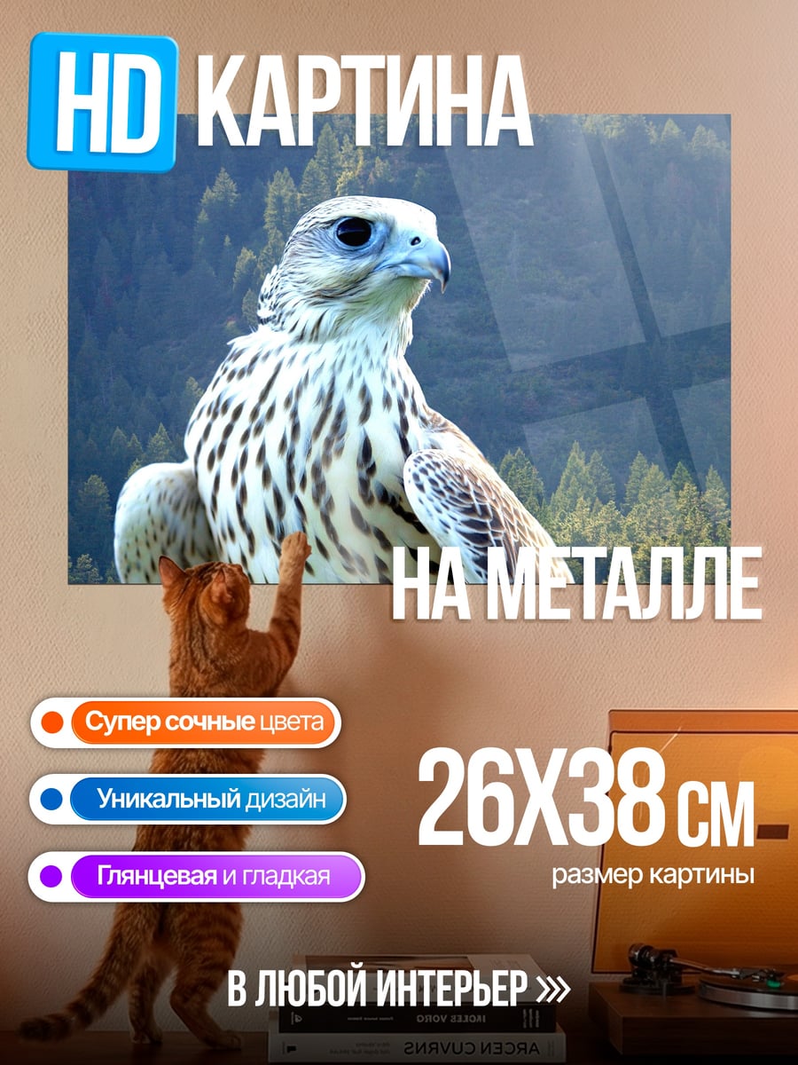 Картина на металле хищная птица в горах