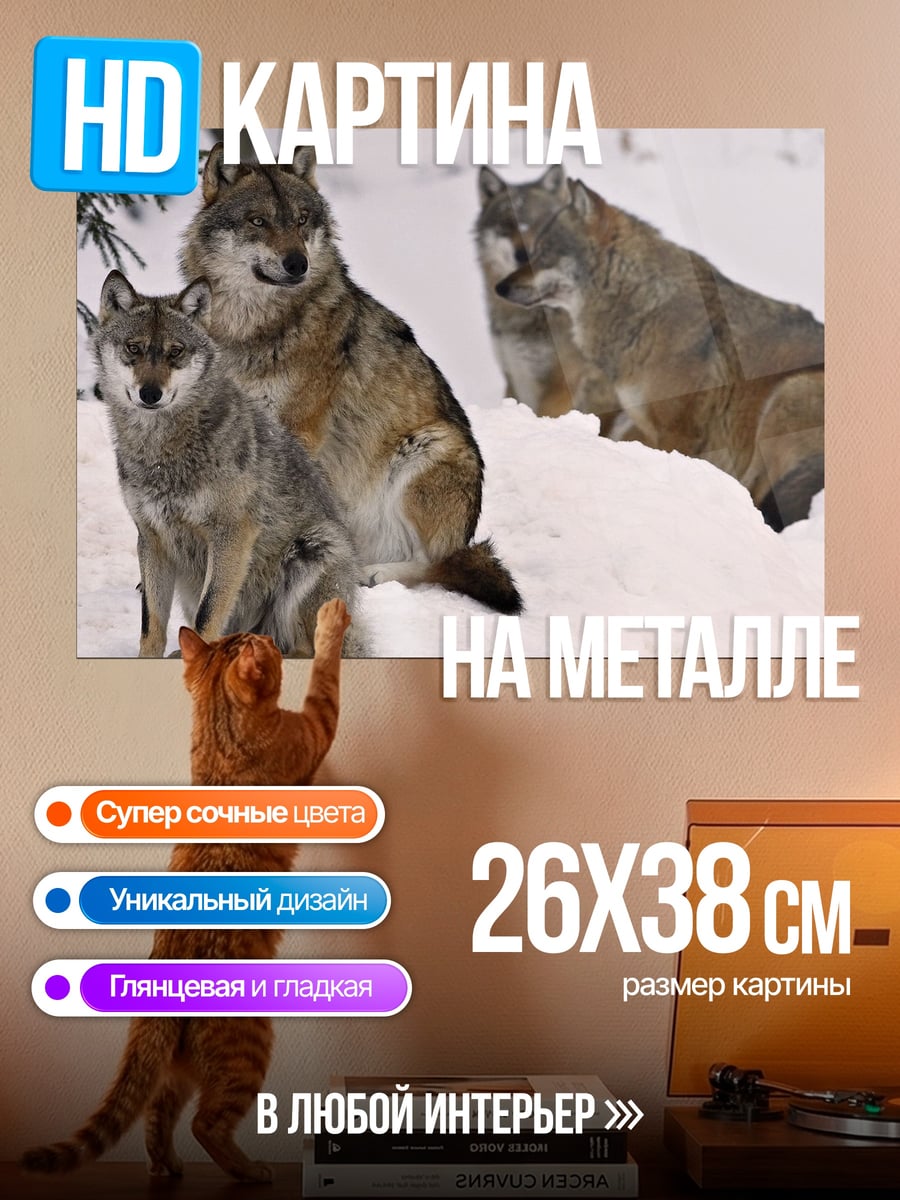 Картина на металле Стая волков