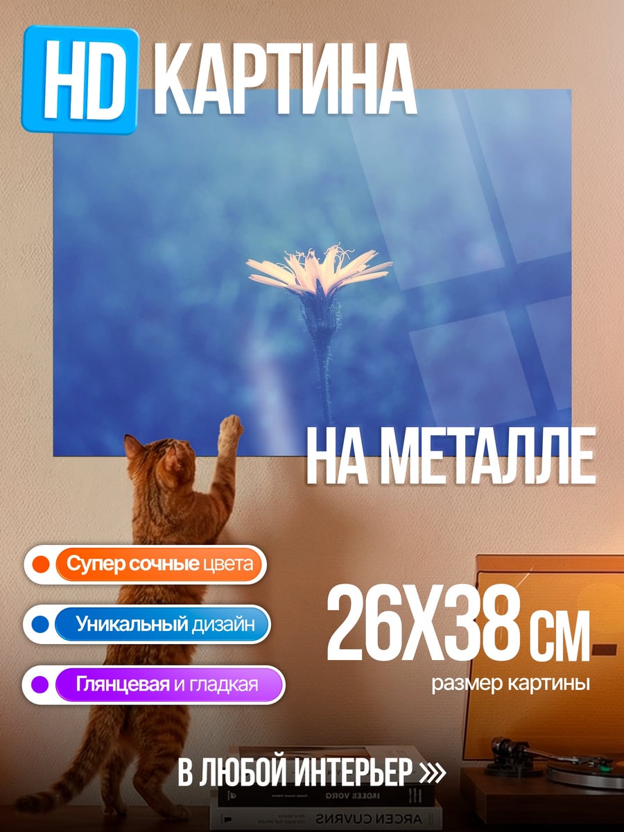 Картина на металле Одинокий цветок в тумане
