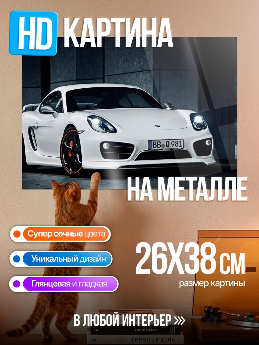 Картина на металле белый порше