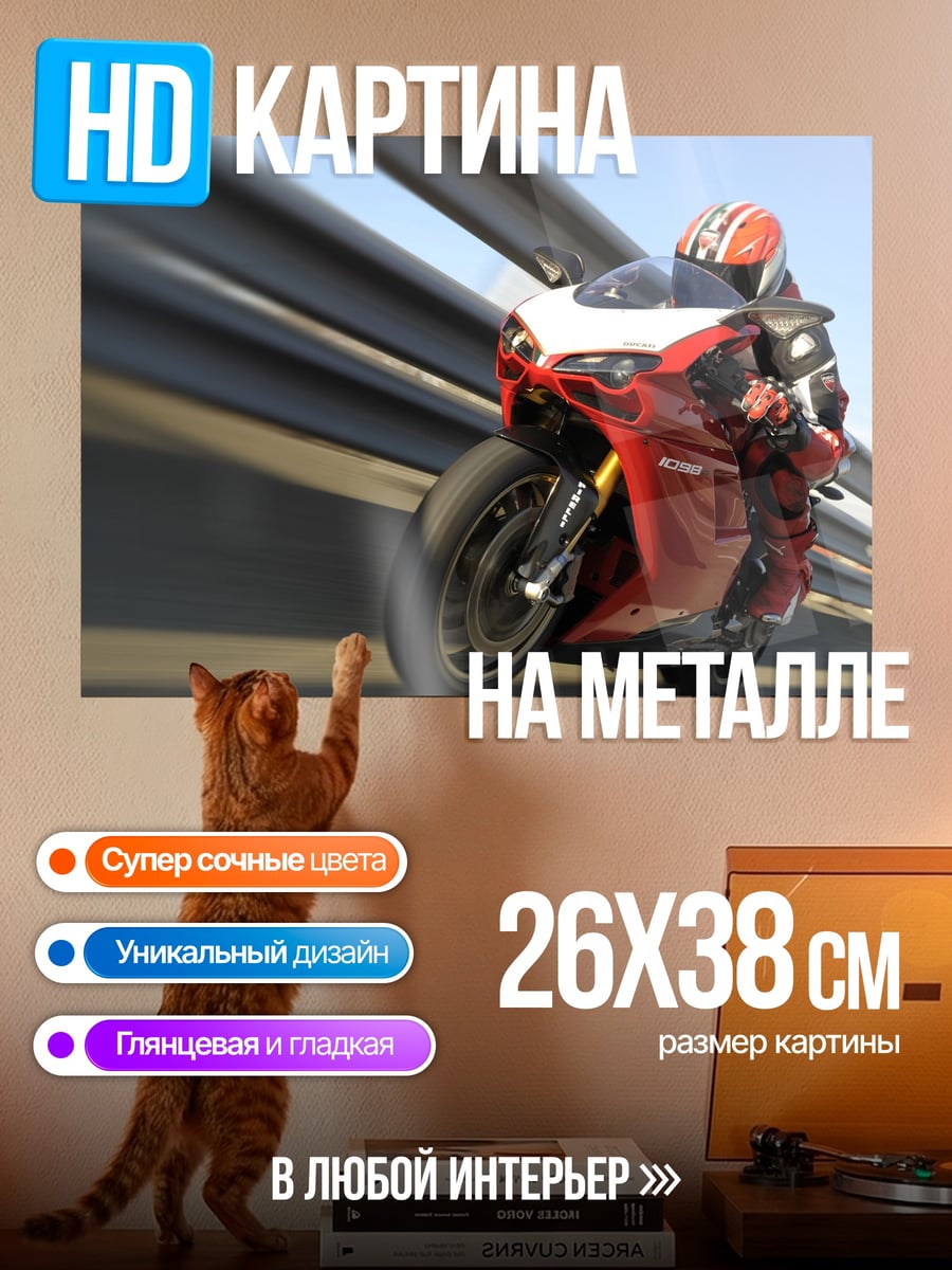Картина на металле гоночный мотоцикл