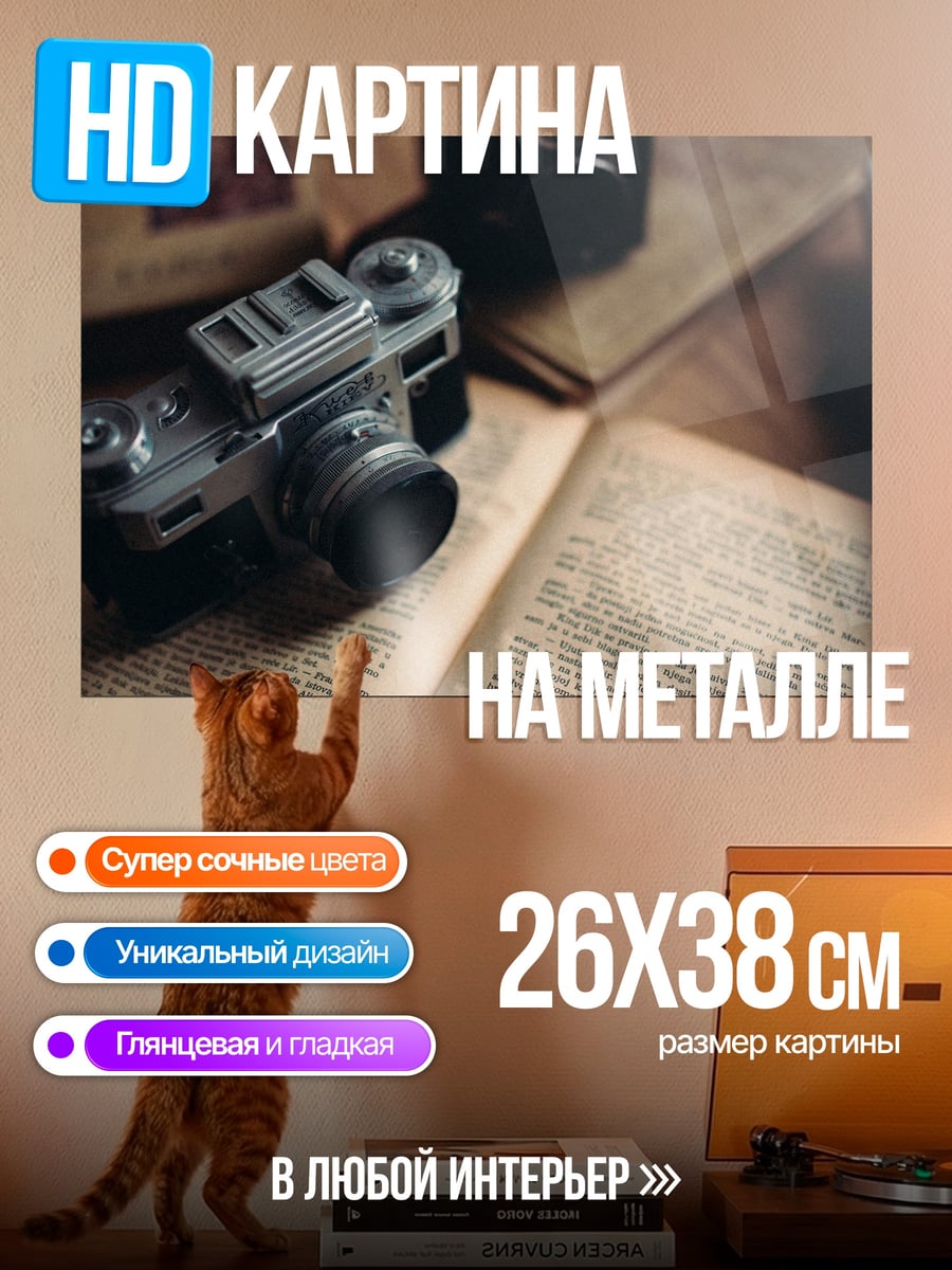 Картина на металле Старые фотокамеры
