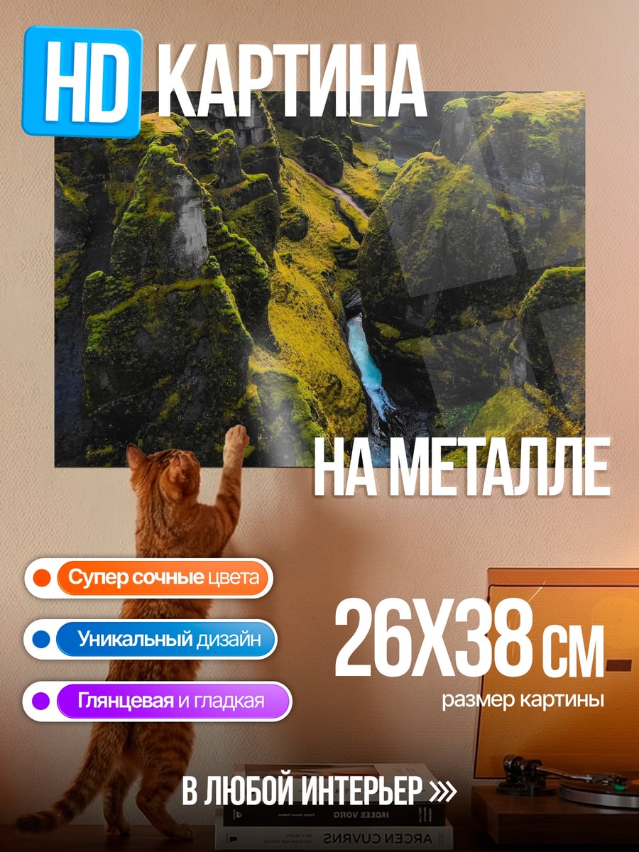 Картина на металле Исландский каньон