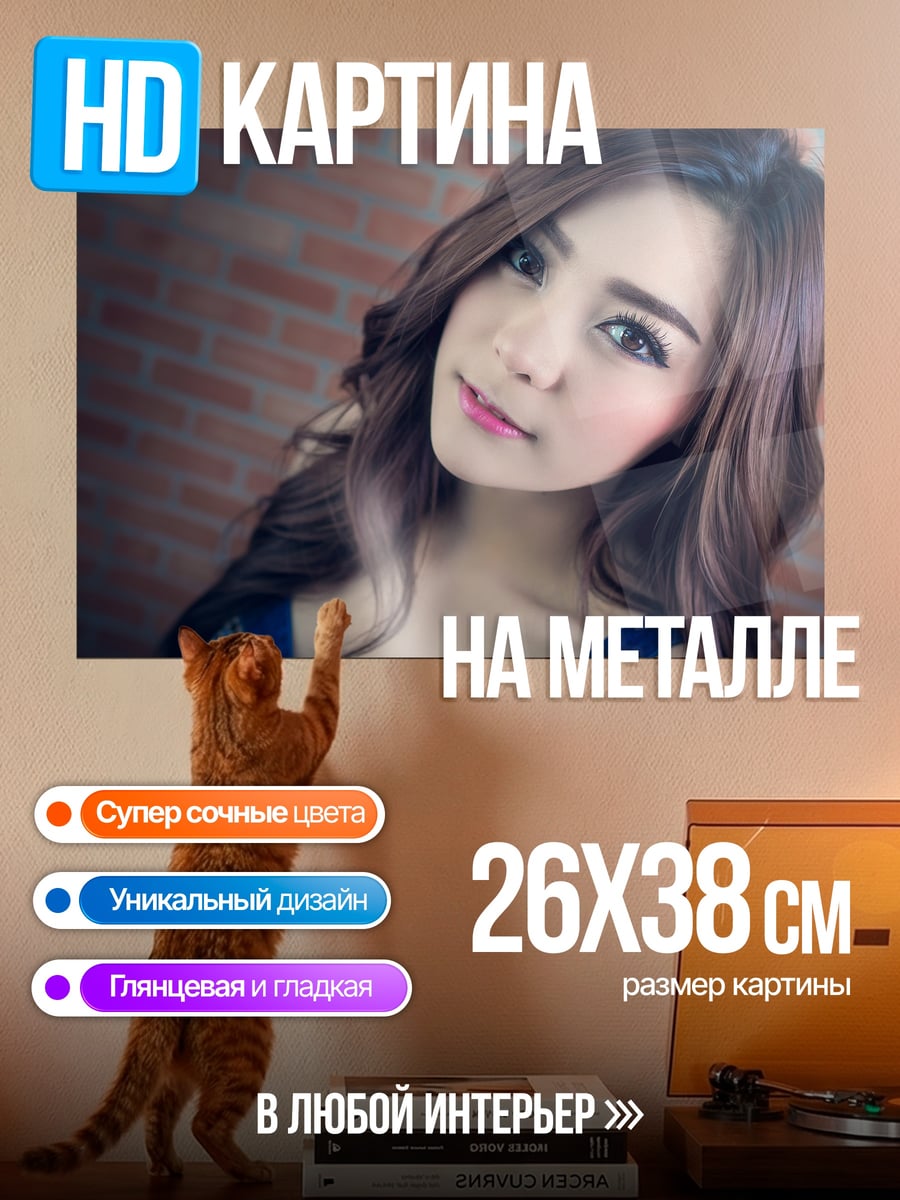 Картина на металле Красивая азиатская девушка
