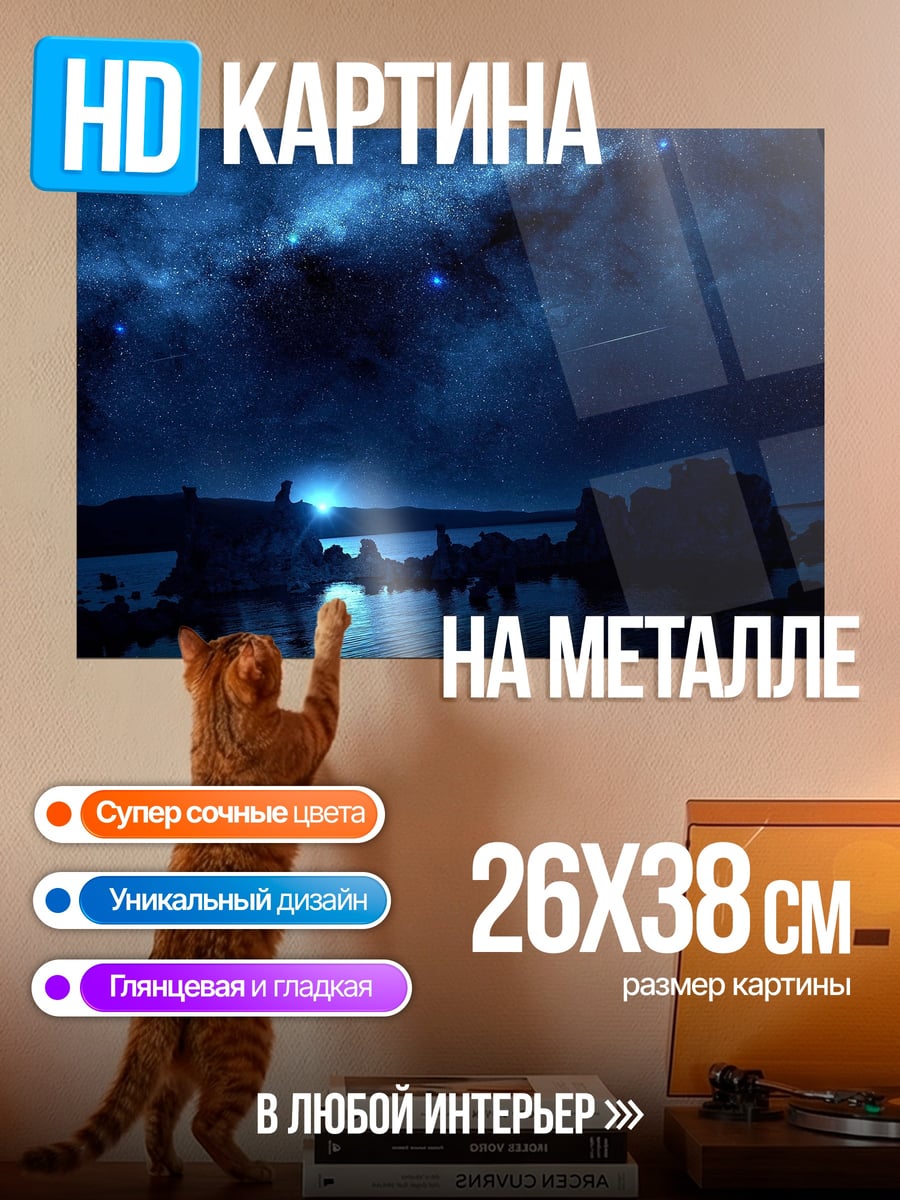 Картина на металле Ночной пейзаж