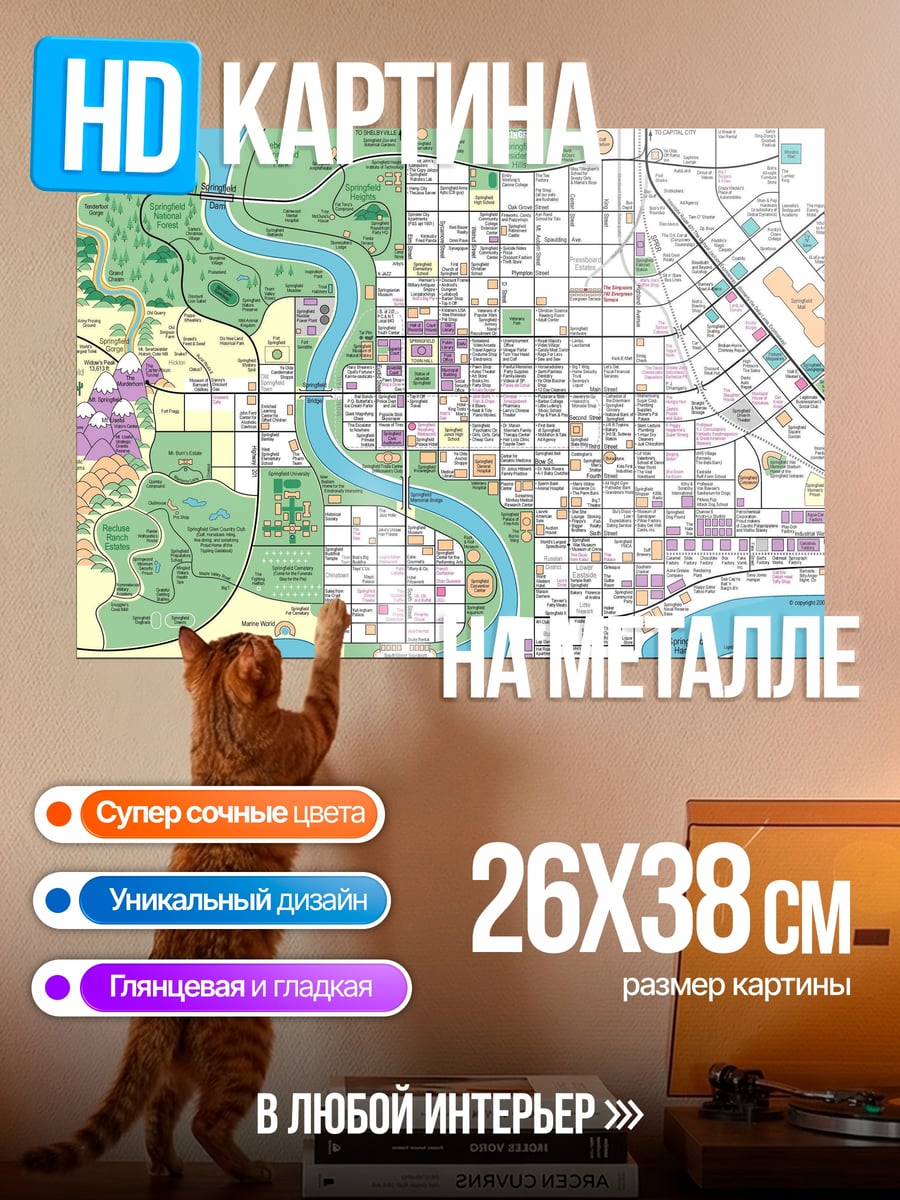 Картина на металле Карта города