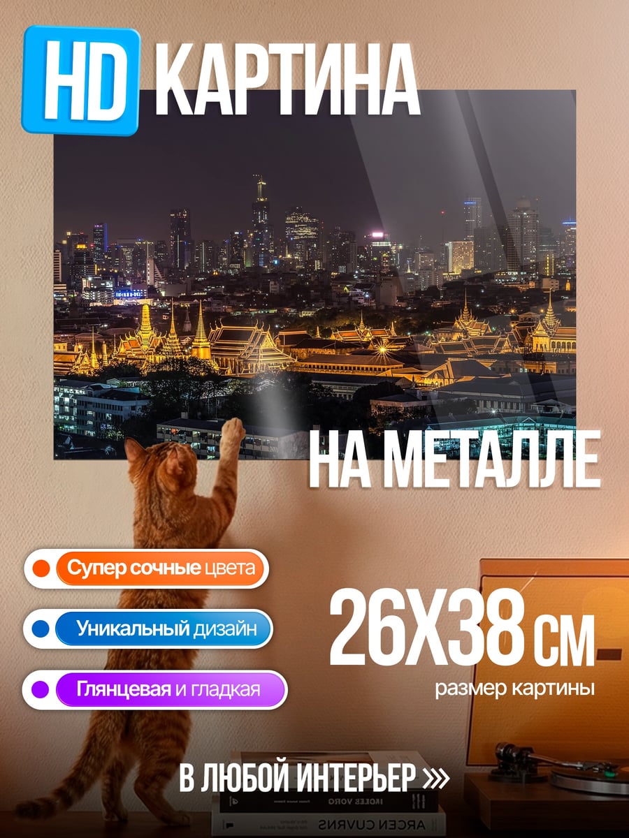 Картина на металле ночной город