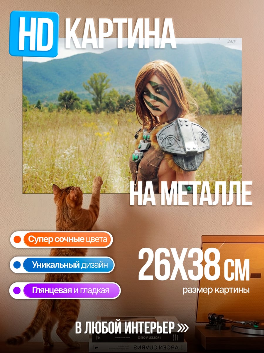 Картина на металле Воительница в поле