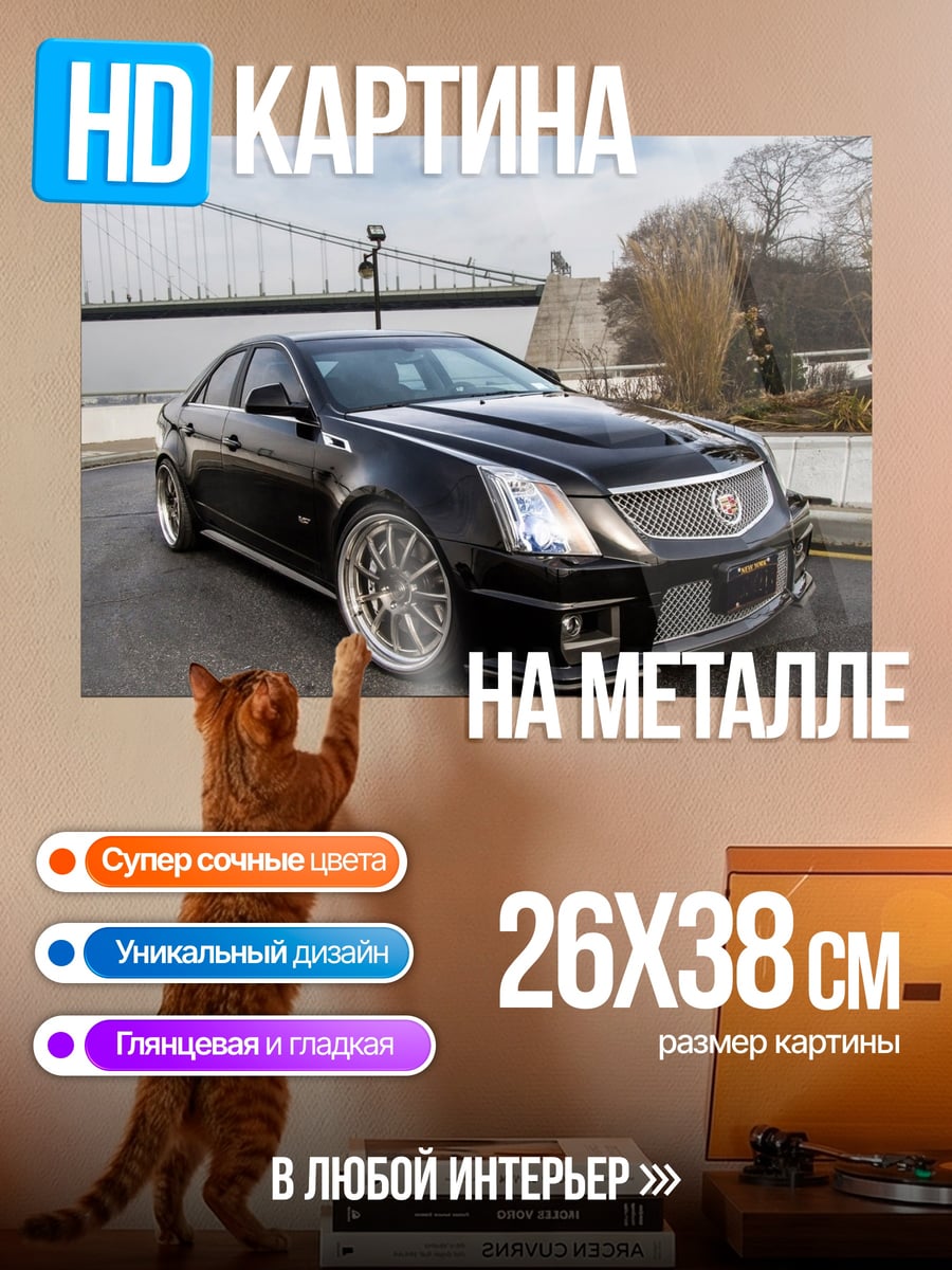 Картина на металле Черный седан