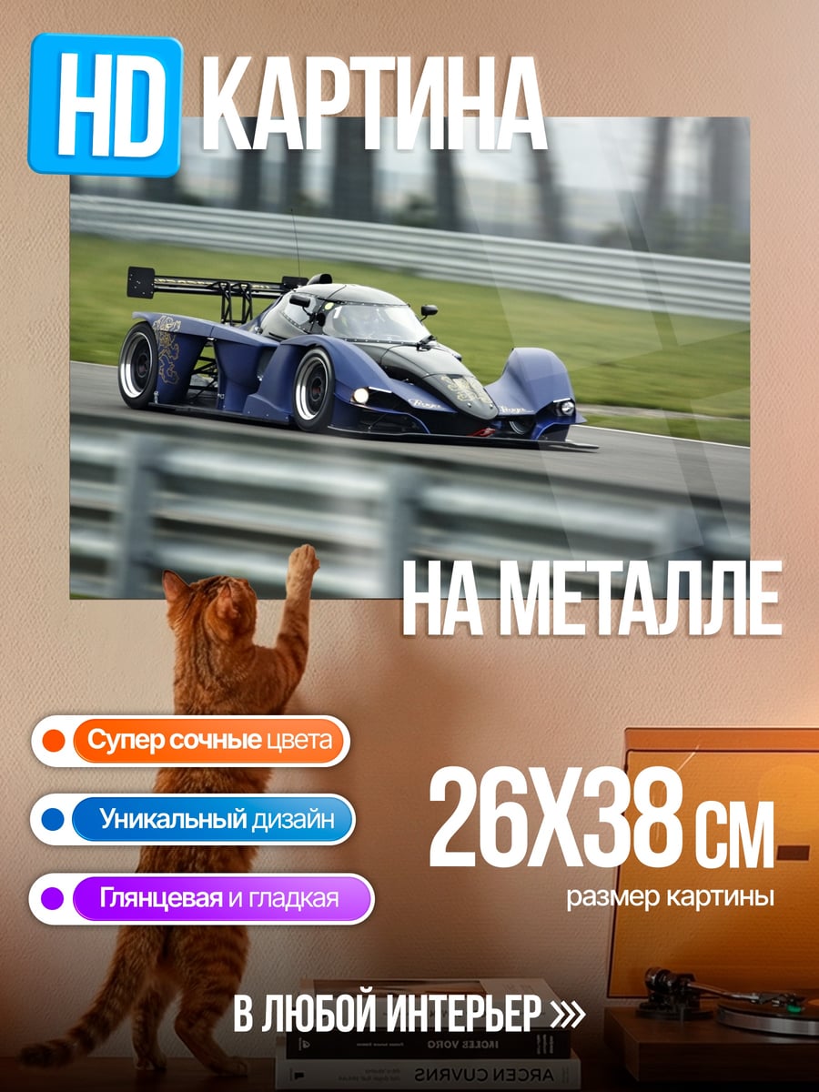 Картина на металле гоночный автомобиль на трассе