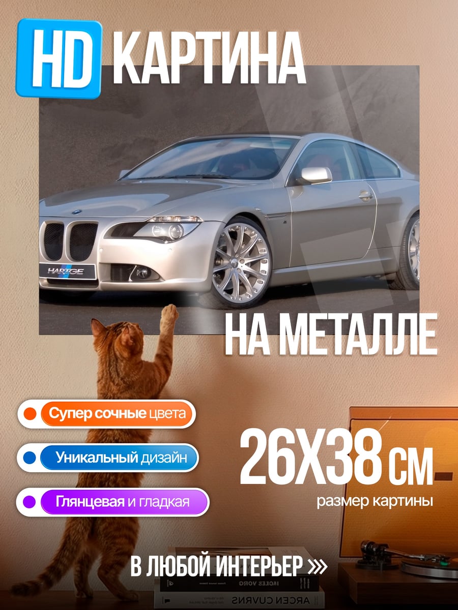 Картина на металле Серебристое купе