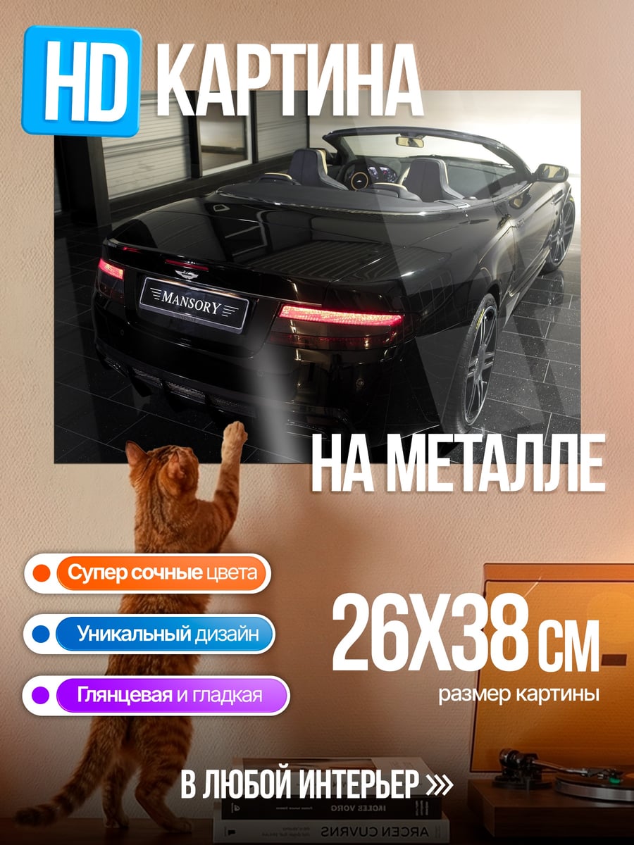 Картина на металле Черный кабриолет Mansory
