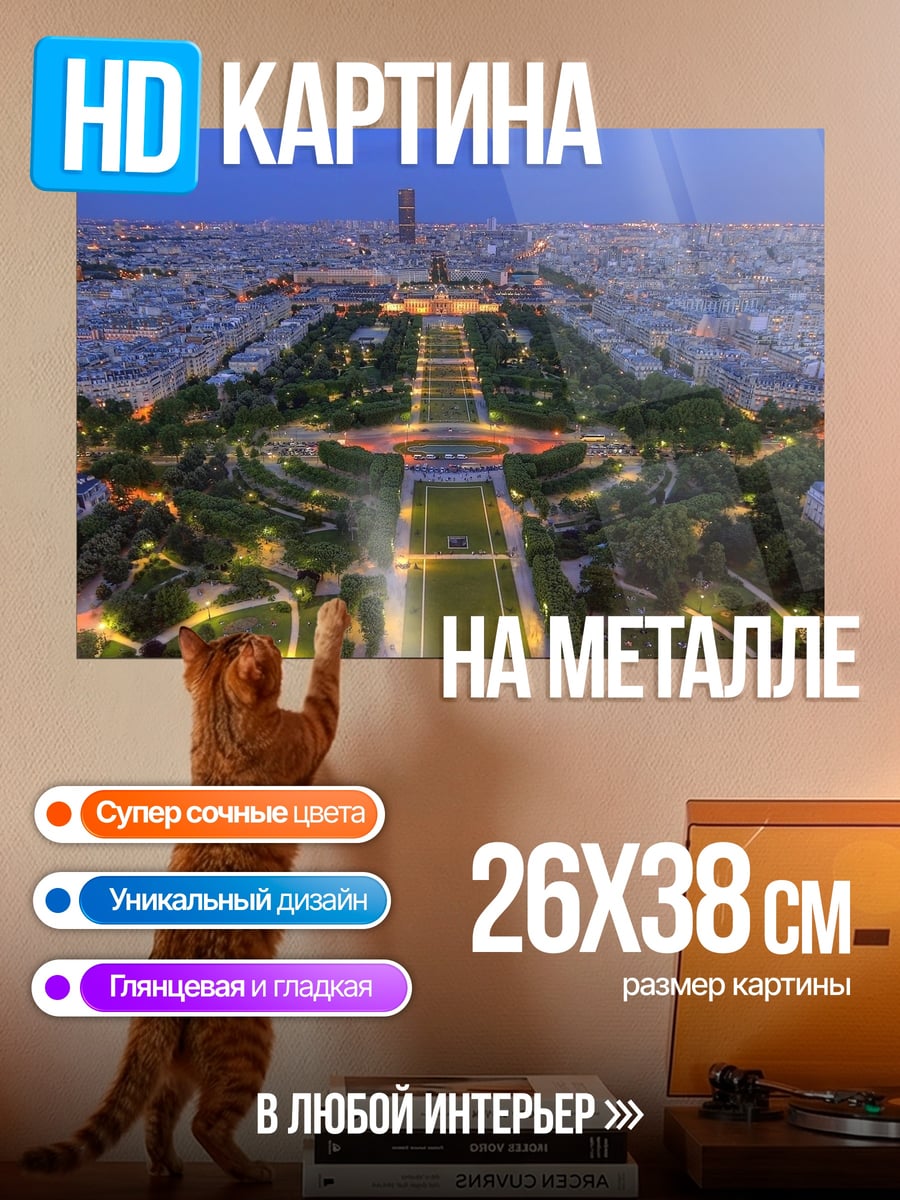 Картина на металле Париж Эйфелева башня