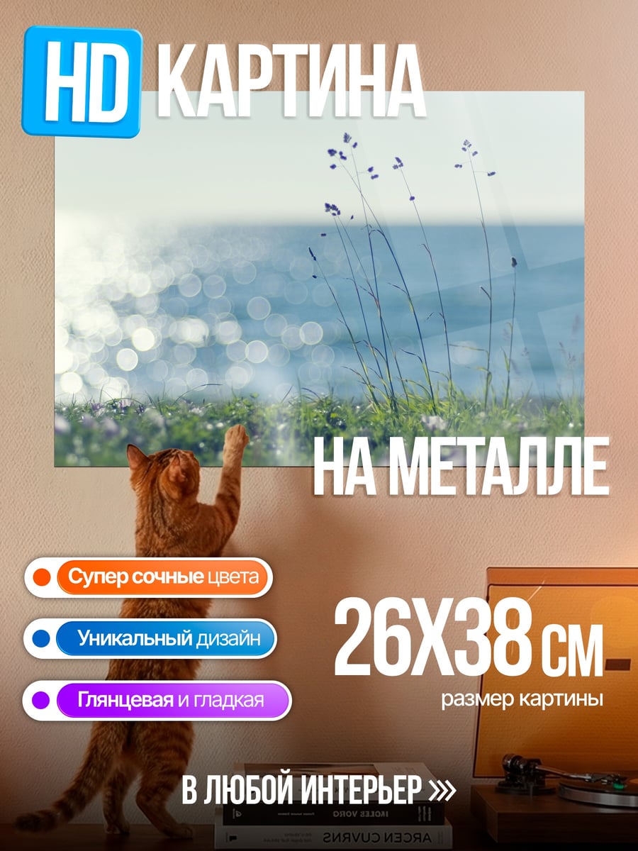 Картина на металле Летний луг море