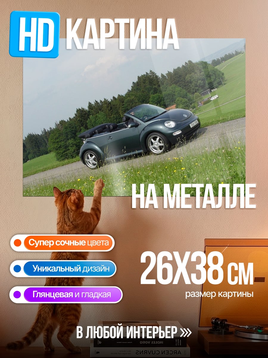 Картина на металле Кабриолет на дороге