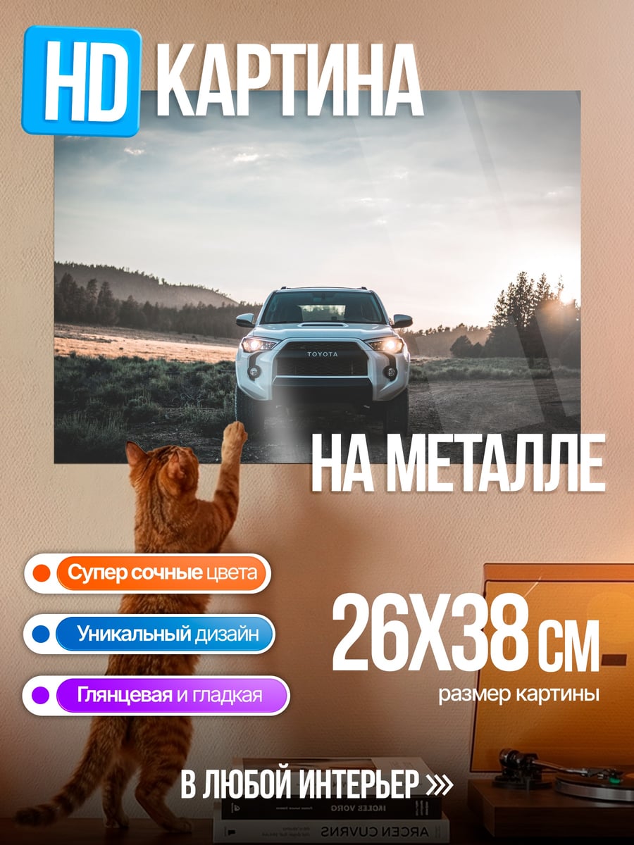 Картина на металле Внедорожник на закате