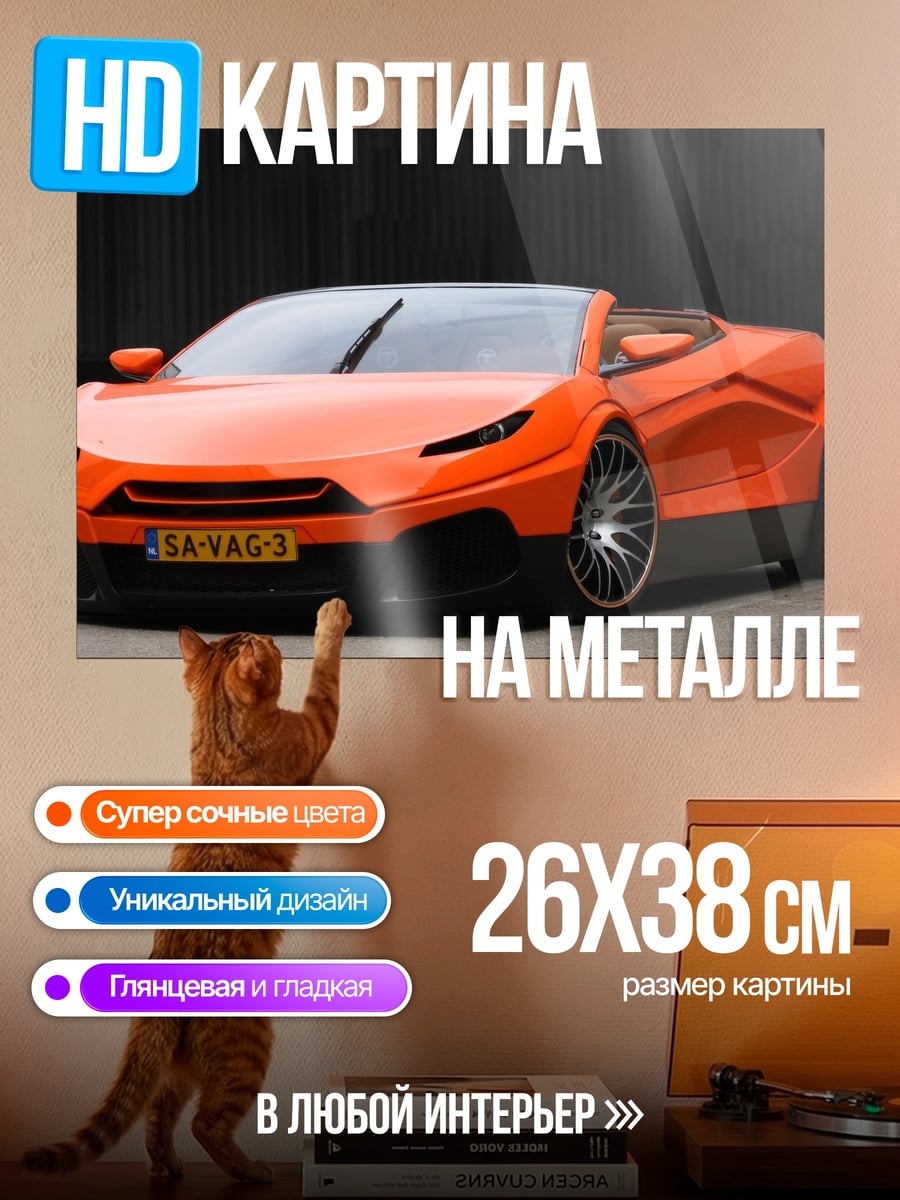Картина на металле Оранжевый родстер