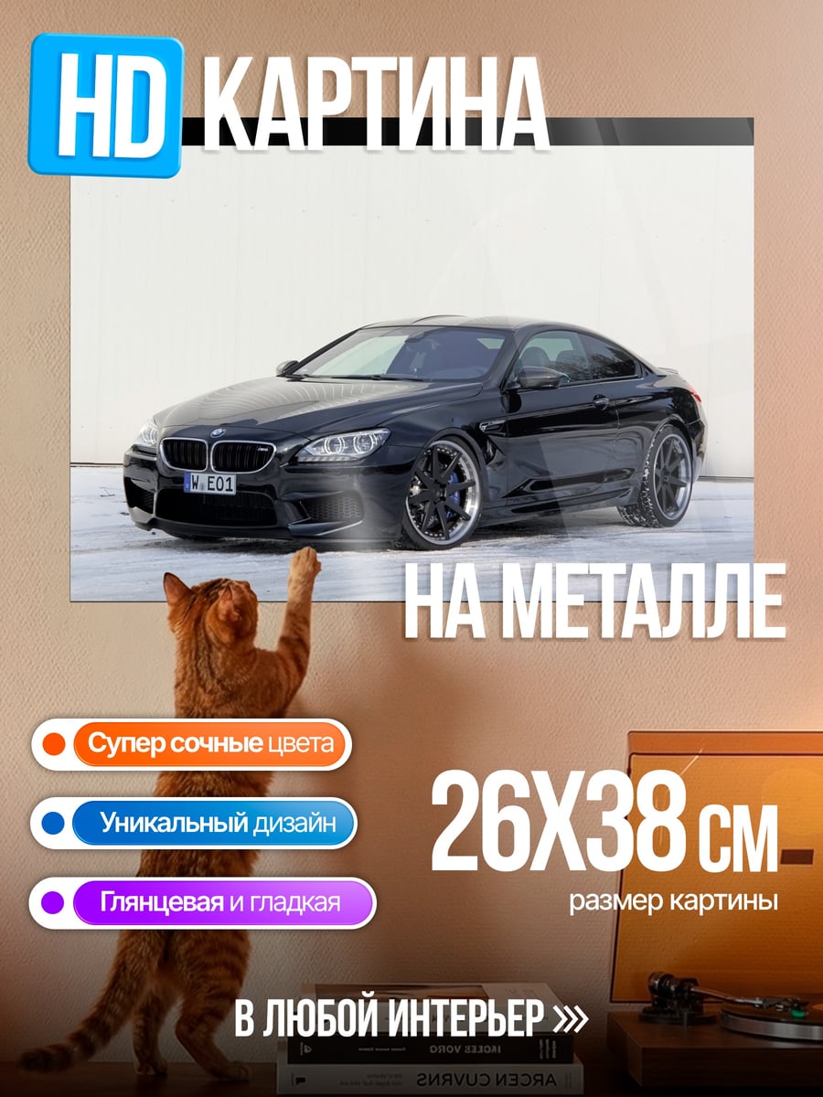 Картина на металле Черный BMW