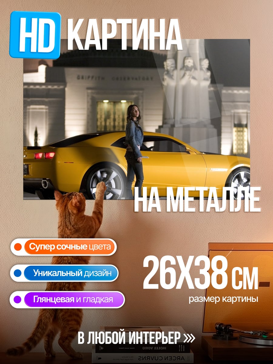 Картина на металле Девушка и спорткар