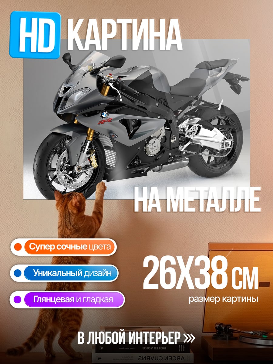 Картина на металле Серый мотоцикл BMW