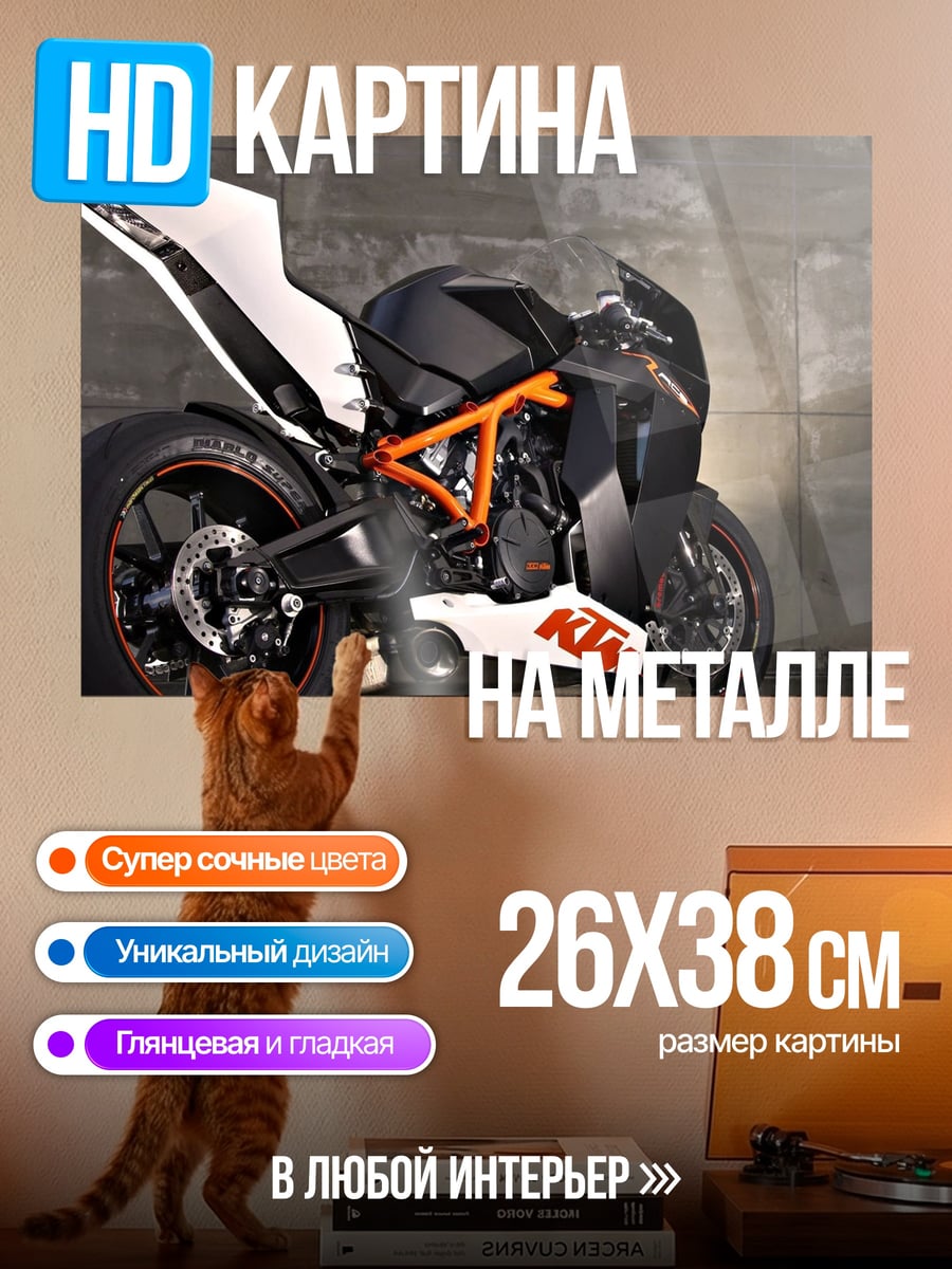 Картина на металле Спортивный мотоцикл KTM