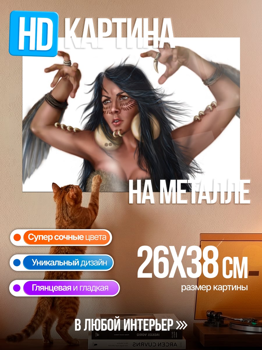 Картина на металле Шаманка с крыльями