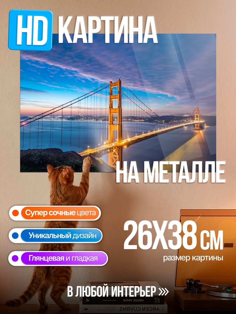 Картина на металле Мост Золотые Ворота