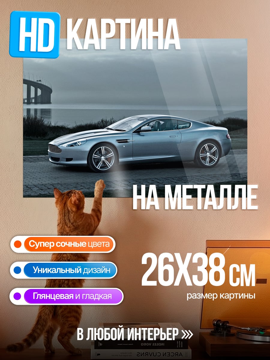 Картина на металле Серебристый спорткар