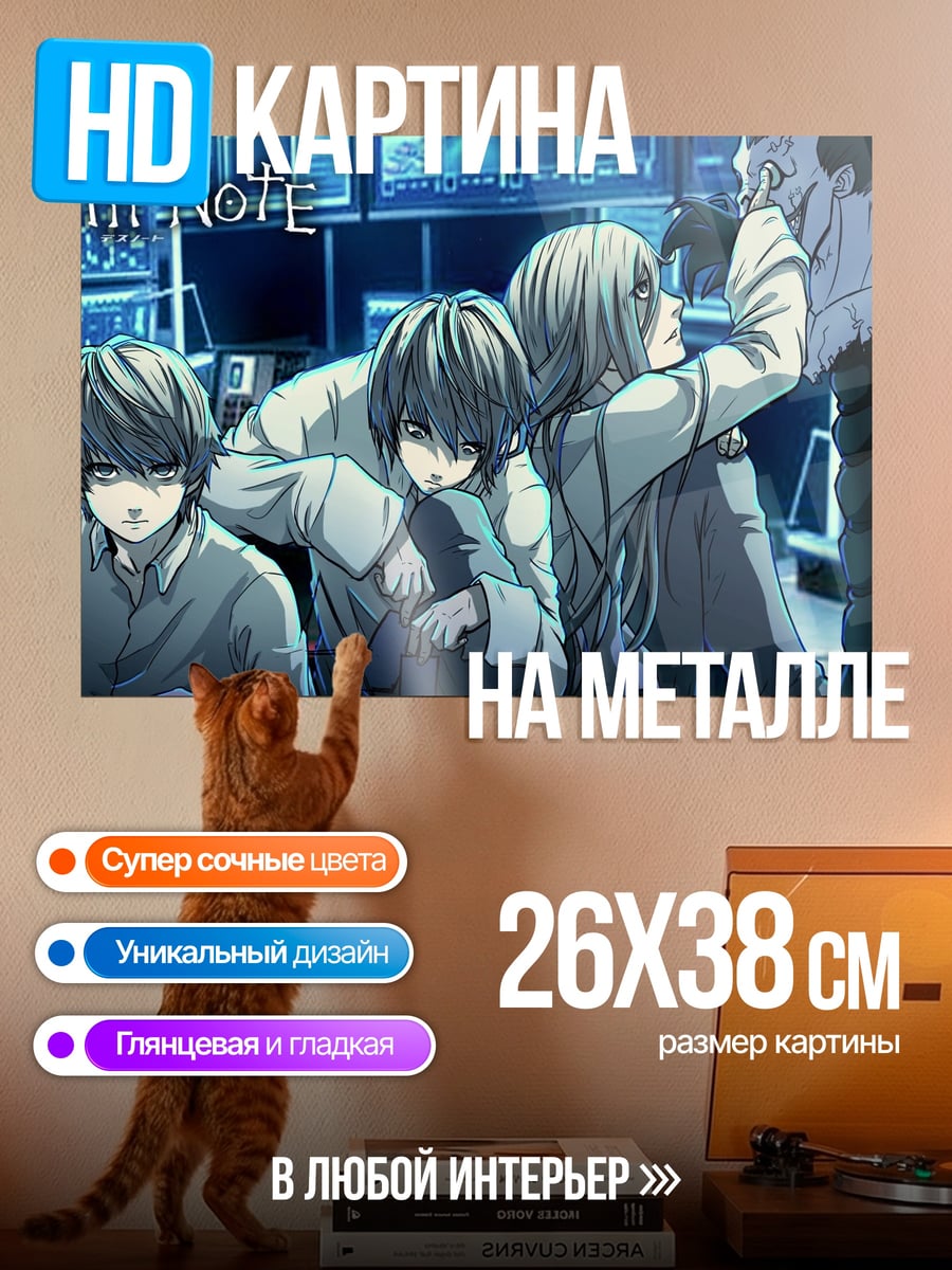 Картина на металле Death Note команда