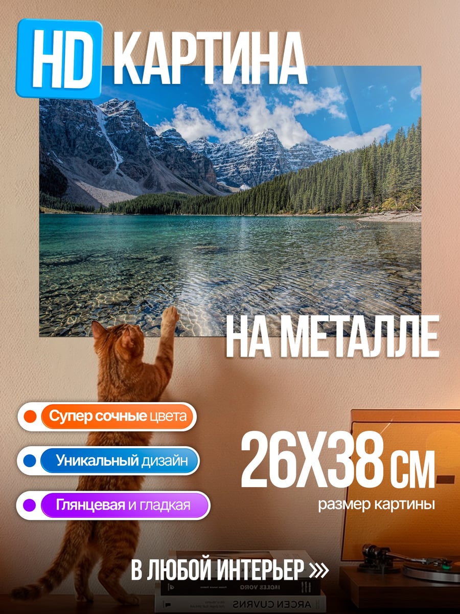 Картина на металле Горное озеро и лес