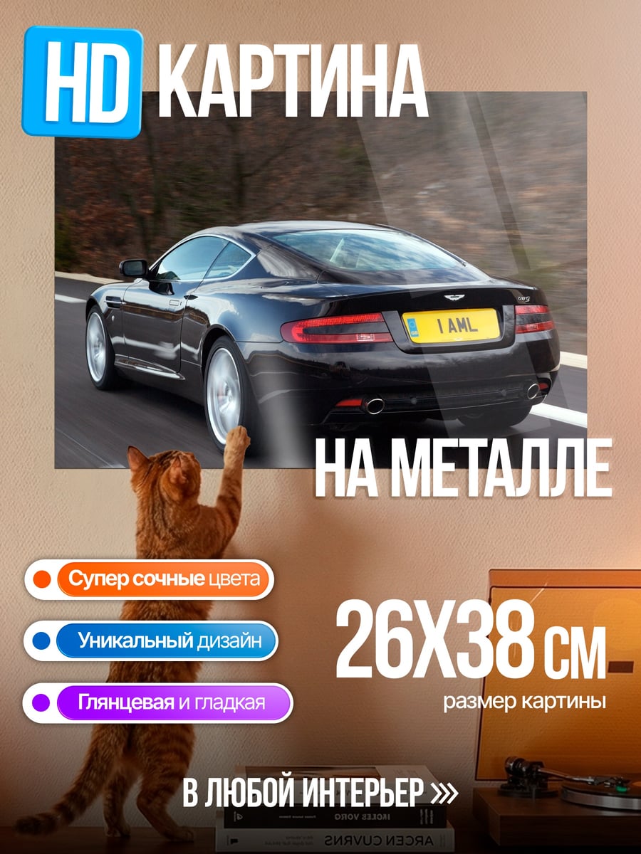 Картина на металле Черный спорткар