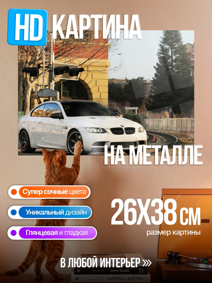 Картина на металле Белый BMW