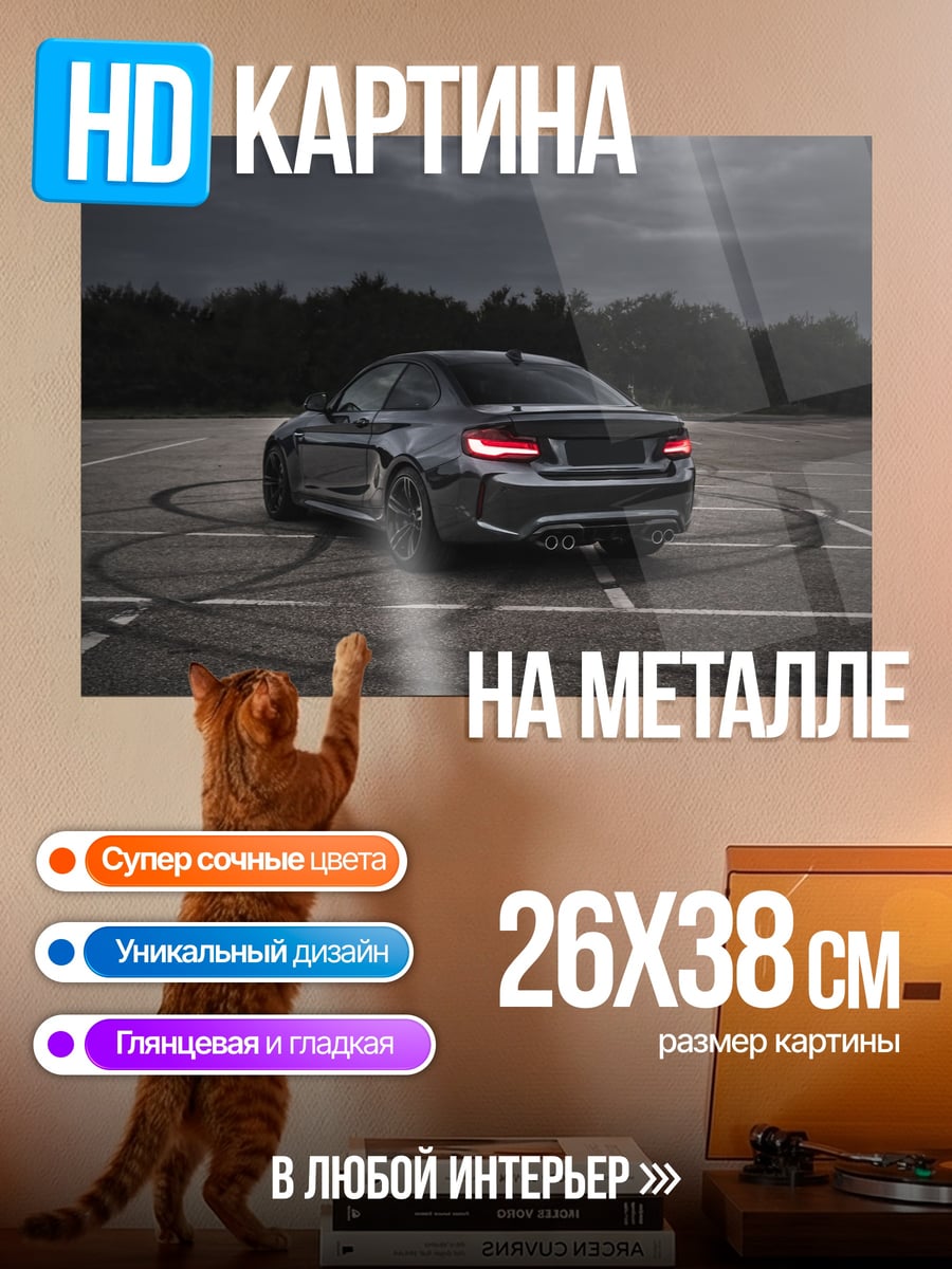 Картина на металле Спортивный автомобиль на треке